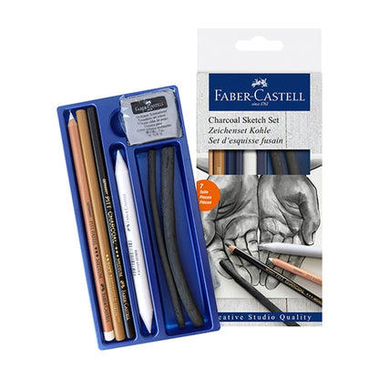 Faber-Castell Creative Studio Mixed Media Sketch Set, Charcoal- Set of 7