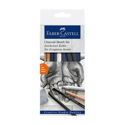 Faber-Castell Creative Studio Mixed Media Sketch Set, Charcoal- Set of 7