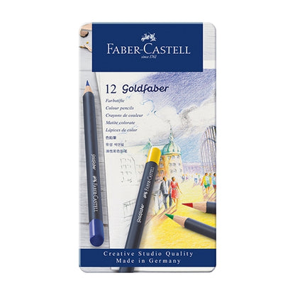 Faber-Castell Goldfaber Colour Pencils, Assorted -Tin of 12