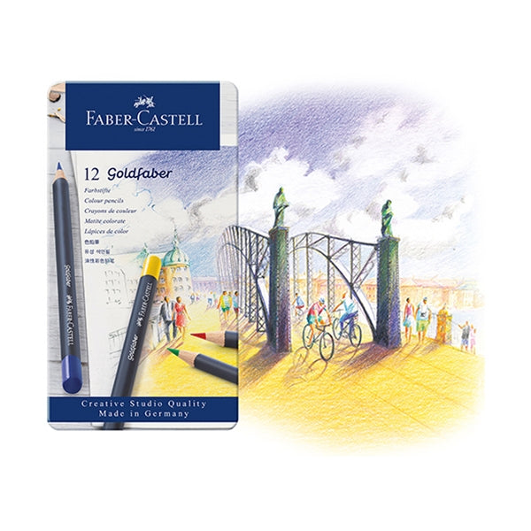 Faber-Castell Goldfaber Colour Pencils, Assorted -Tin of 12