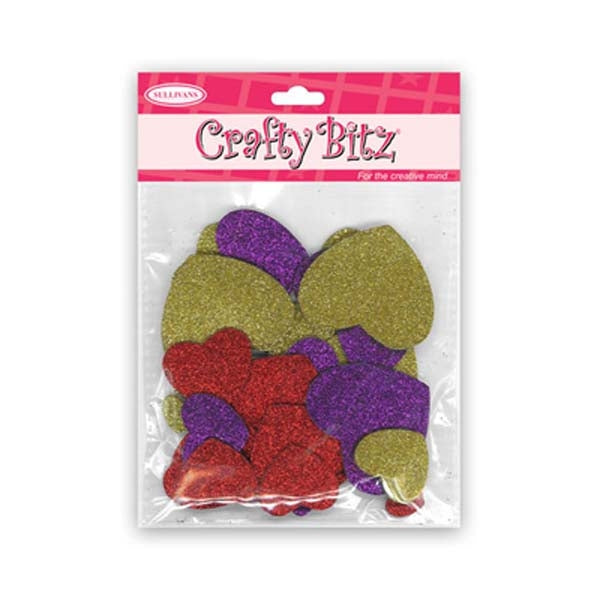 Crafty Bitz Adhesive Foam Shapes, Heart- 30pk