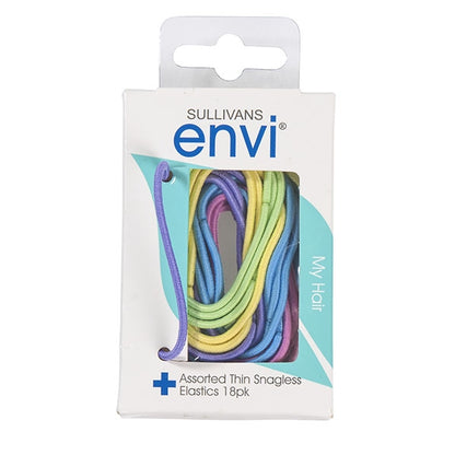 Thin Snagless Hair Elastics, Assorted - 18pk - Envi