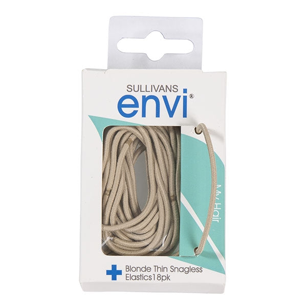 Thin Snagless Hair Elastics, Blonde - 18pk - Envi