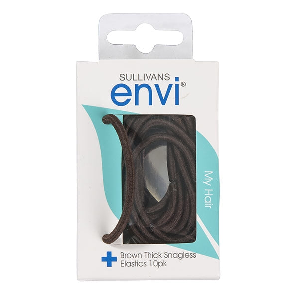 Thick Snagless Hair Elastics, Brown - 10pk - Envi