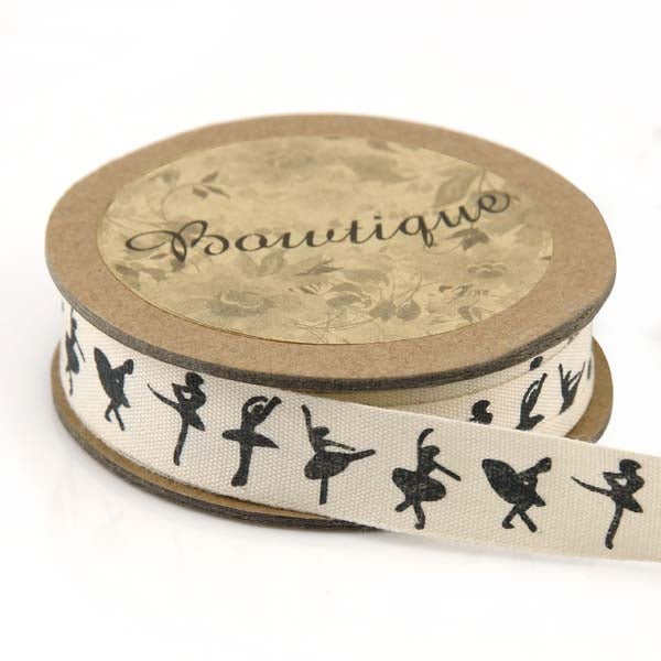 Bowtique Cotton Ribbon, Ballerinas- 15mm x 5m