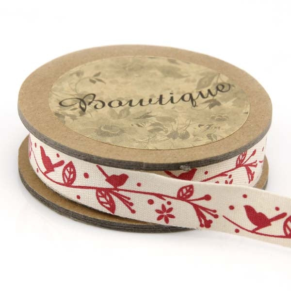 Bowtique Cotton Ribbon, Birds- 15mm x 5m