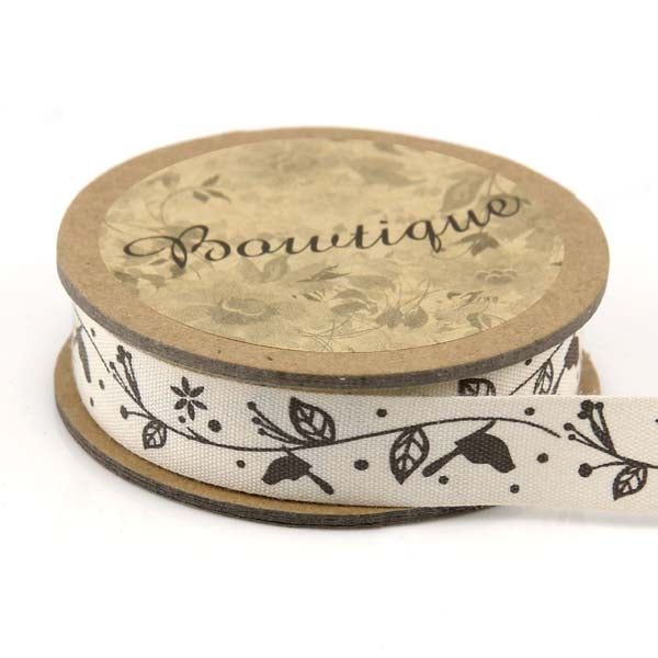 Bowtique Cotton Ribbon, Chocolate Birds- 15mm x 5m