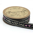 Bowtique Grosgrain Ribbon, Made With Love Black- 15mm x 5m