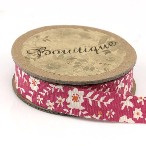 Bowtique Cotton Ribbon, Pink & Orange Floral- 15mm x 5m