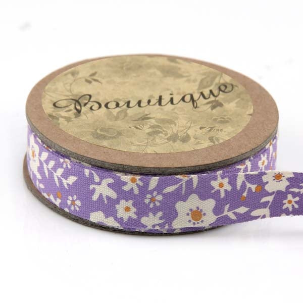 Bowtique Cotton Ribbon, Lilac & Orange Floral- 15mm x 5m