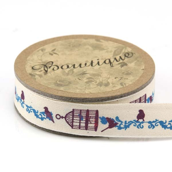 Bowtique Cotton Ribbon, Bird Cages- 15mm x 5m