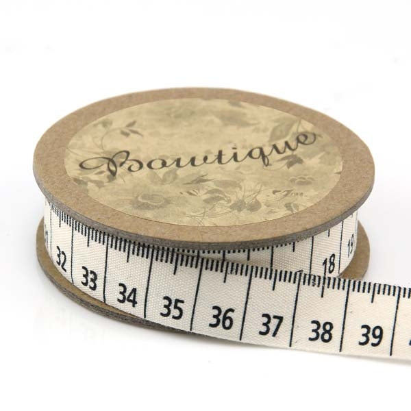 Bowtique Cotton Ribbon, Black Tape Measure- 15mm x 5m