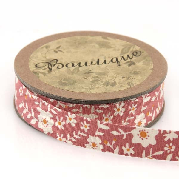 Bowtique Cotton Ribbon, Red & Orange Floral- 15mm x 5m