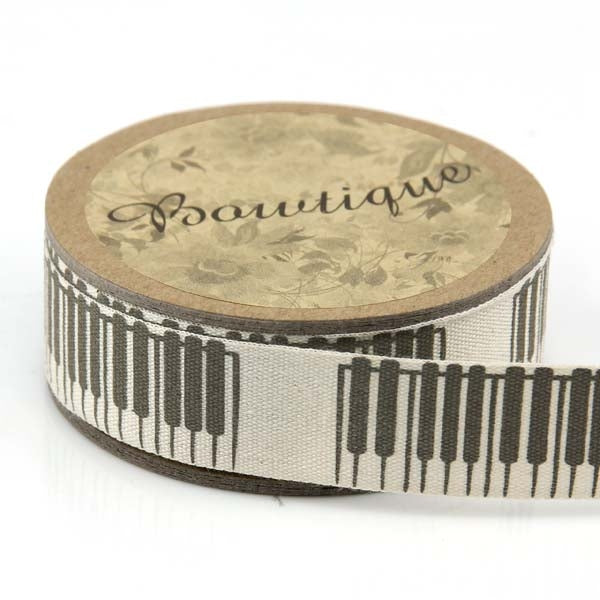 Bowtique Cotton Ribbon, Piano Keys- 15mm x 5m