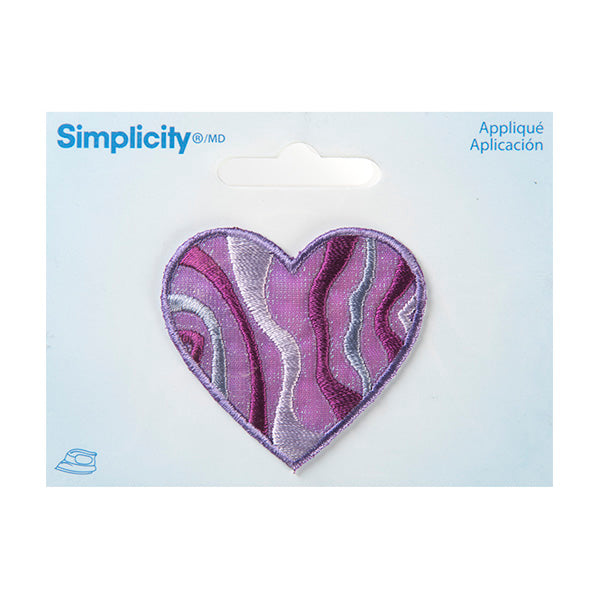 Simplicity Iron On Applique, Irid Heart Lavender