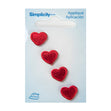 Simplicity Iron On Appliques, Mini Hearts Red- 4pc