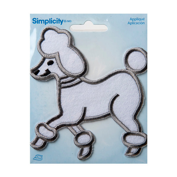 Simplicity Iron On Applique, Medium Poodle White