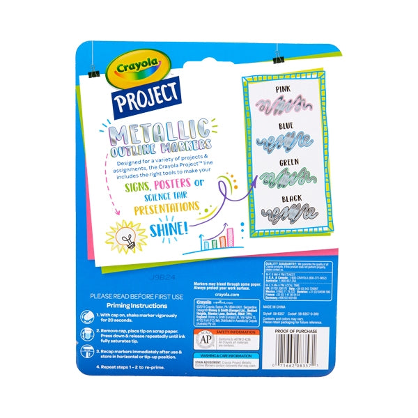 Crayola Project Metallic Outline Markers- 4pk