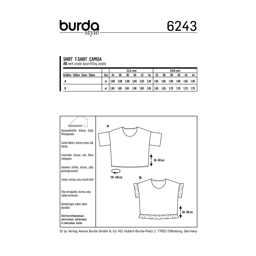 Burda Pattern X06243 Misses' Tops (8-18)