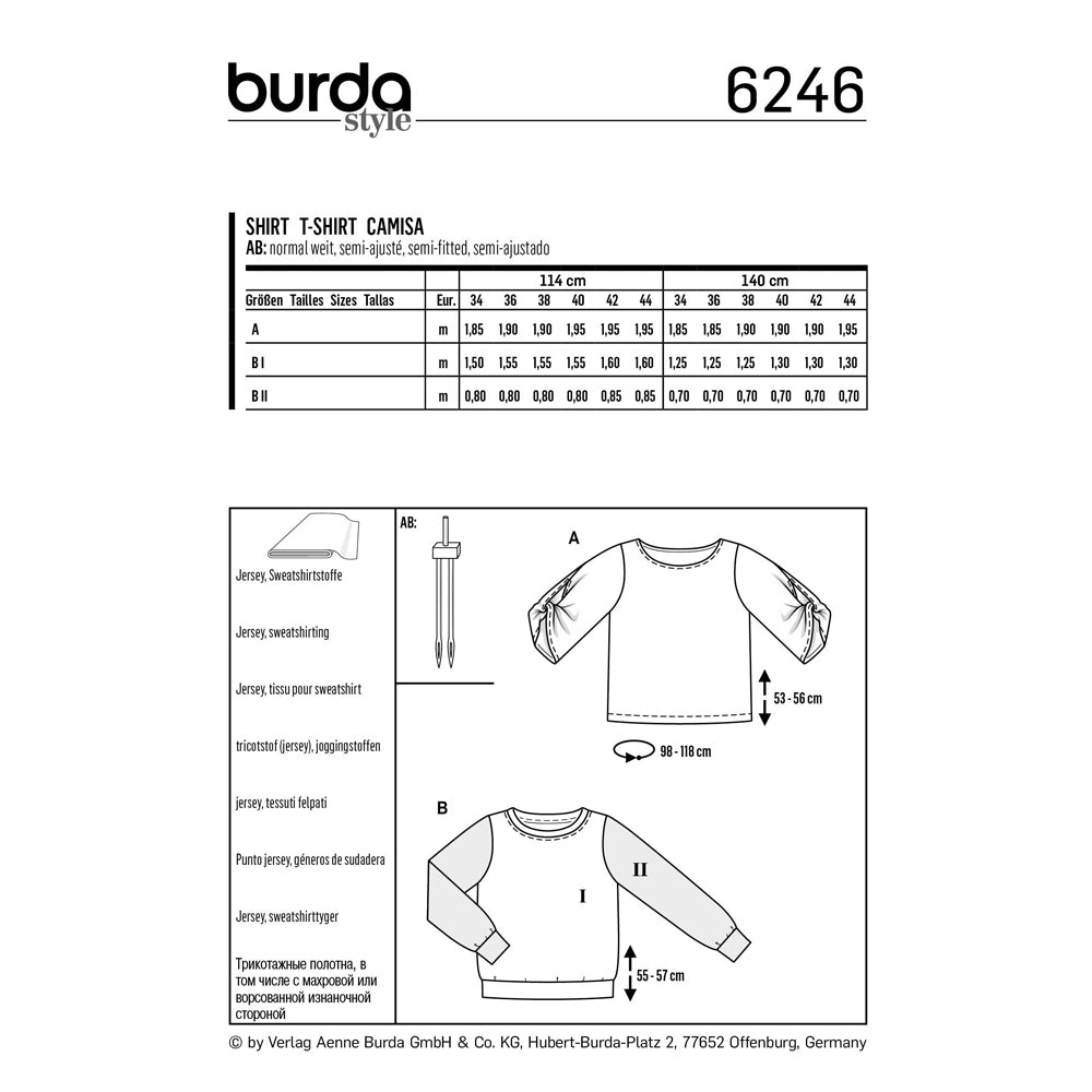 Burda Pattern X06246 Misses' Casual Tops (8-18)