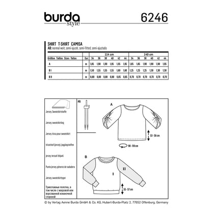 Burda Pattern X06246 Misses' Casual Tops (8-18)