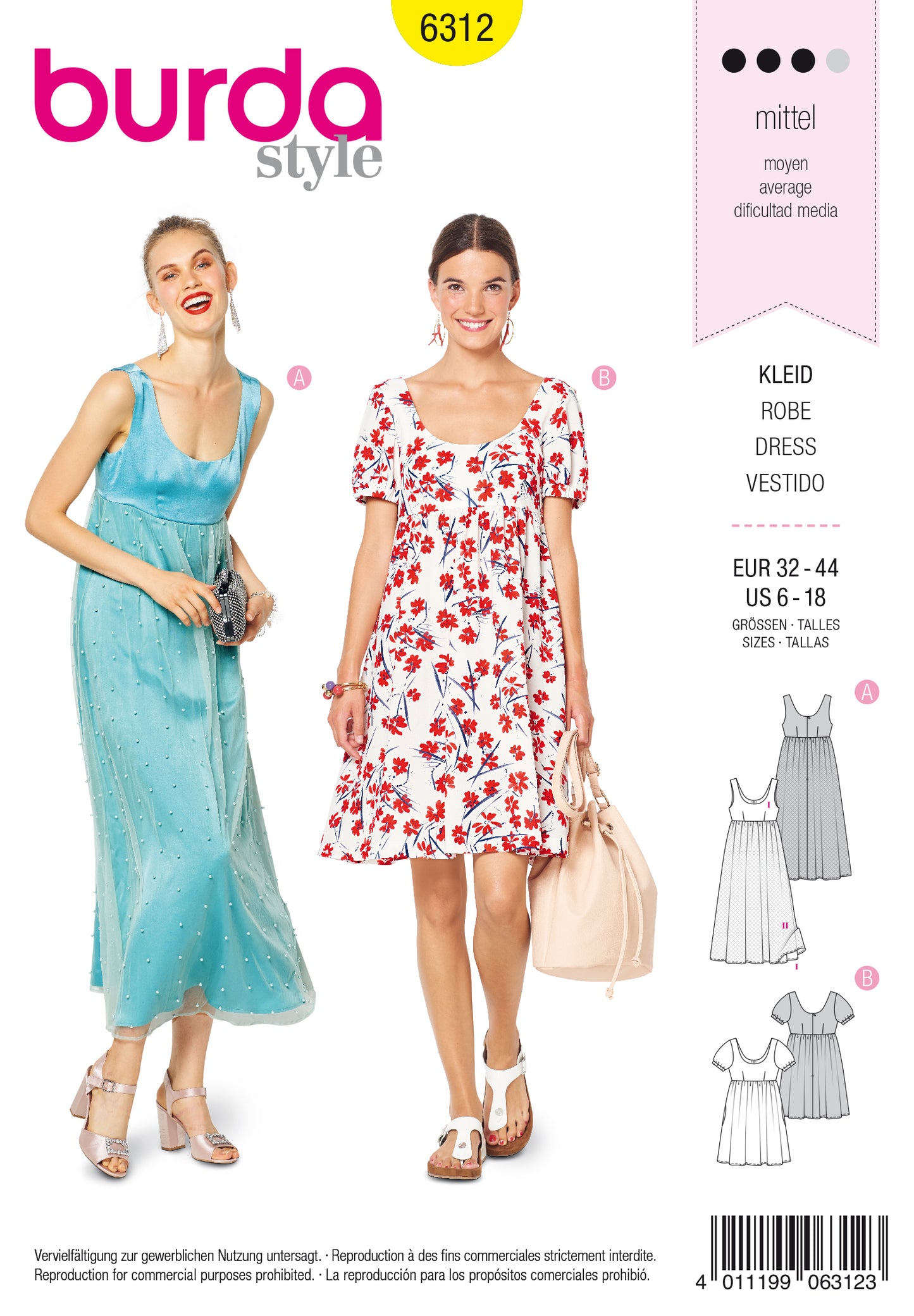 Burda Pattern 6312 Misses' ballet neckline dress