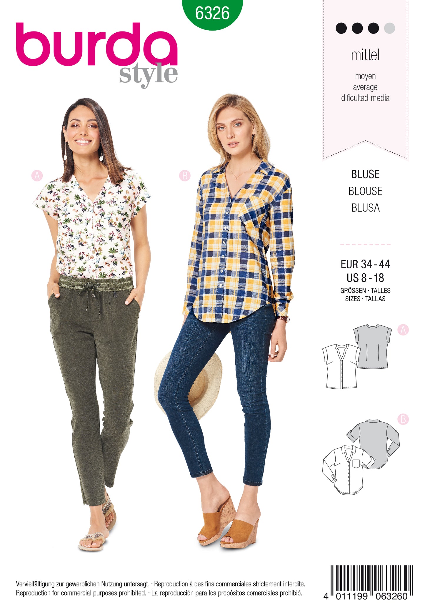 Burda Pattern 6326 Misses' shirt with v neck