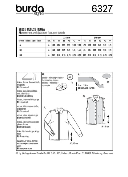 Burda Pattern 6327 Misses' shirt