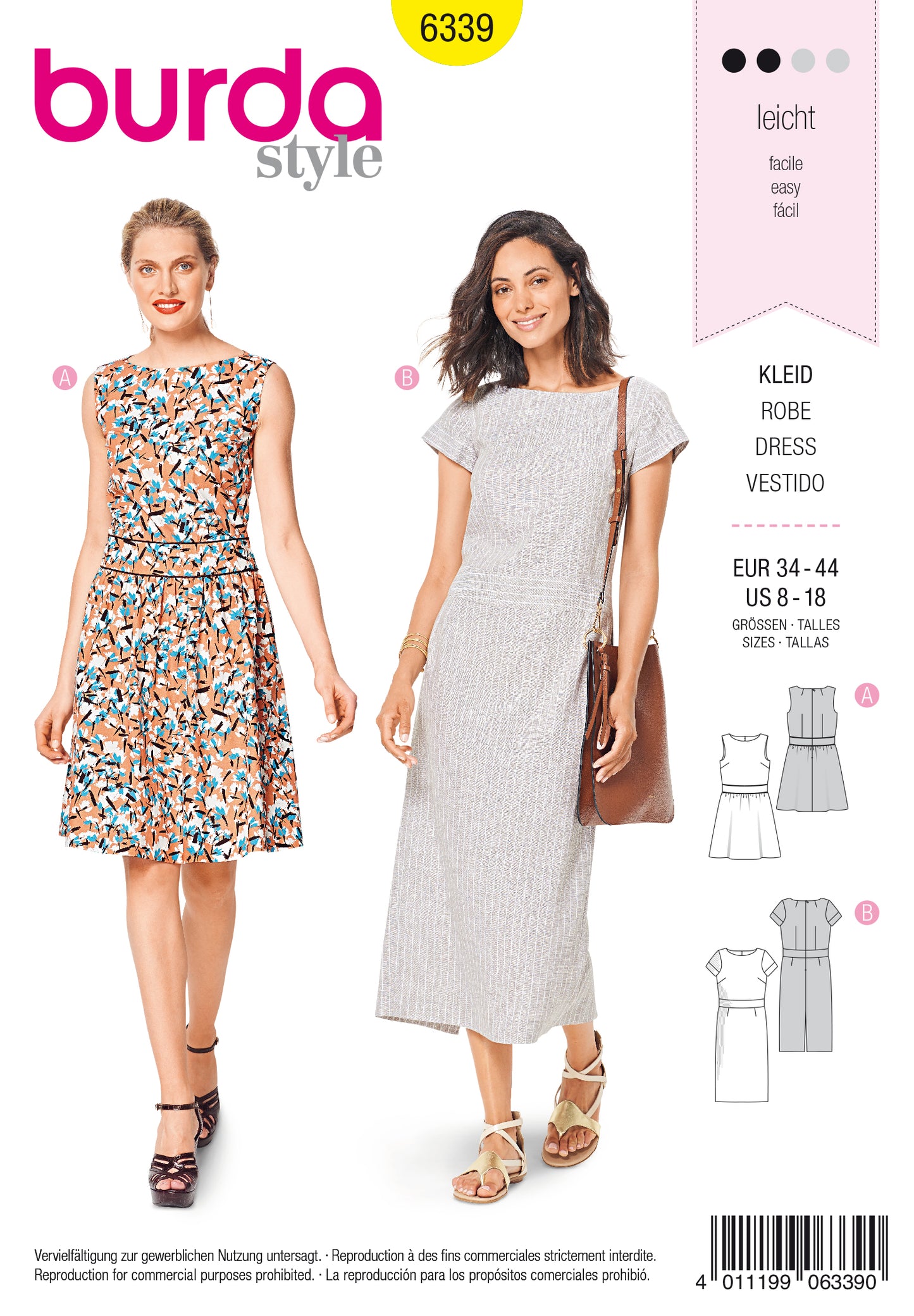 Burda Pattern 6339 Misses' dress with waistband