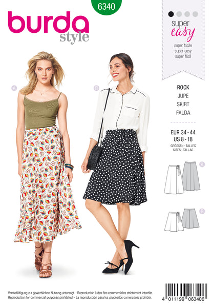 Burda Pattern 6340 Misses' wrap skirt