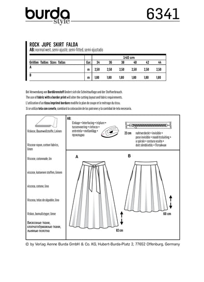 Burda Pattern 6341 Misses' inverted pleat skirt