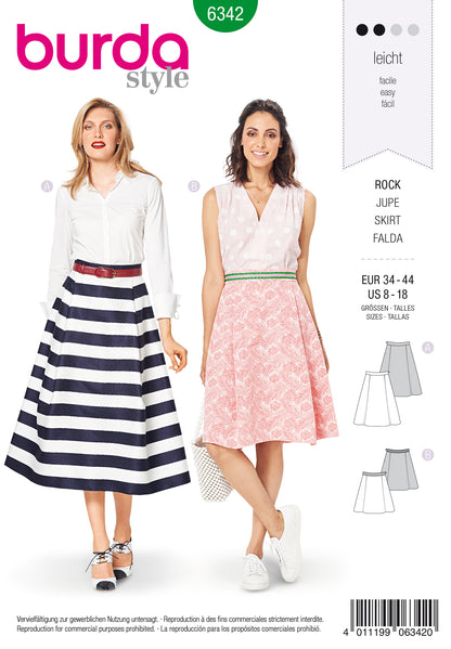 Burda Pattern 6342 Misses' side pleat skirt