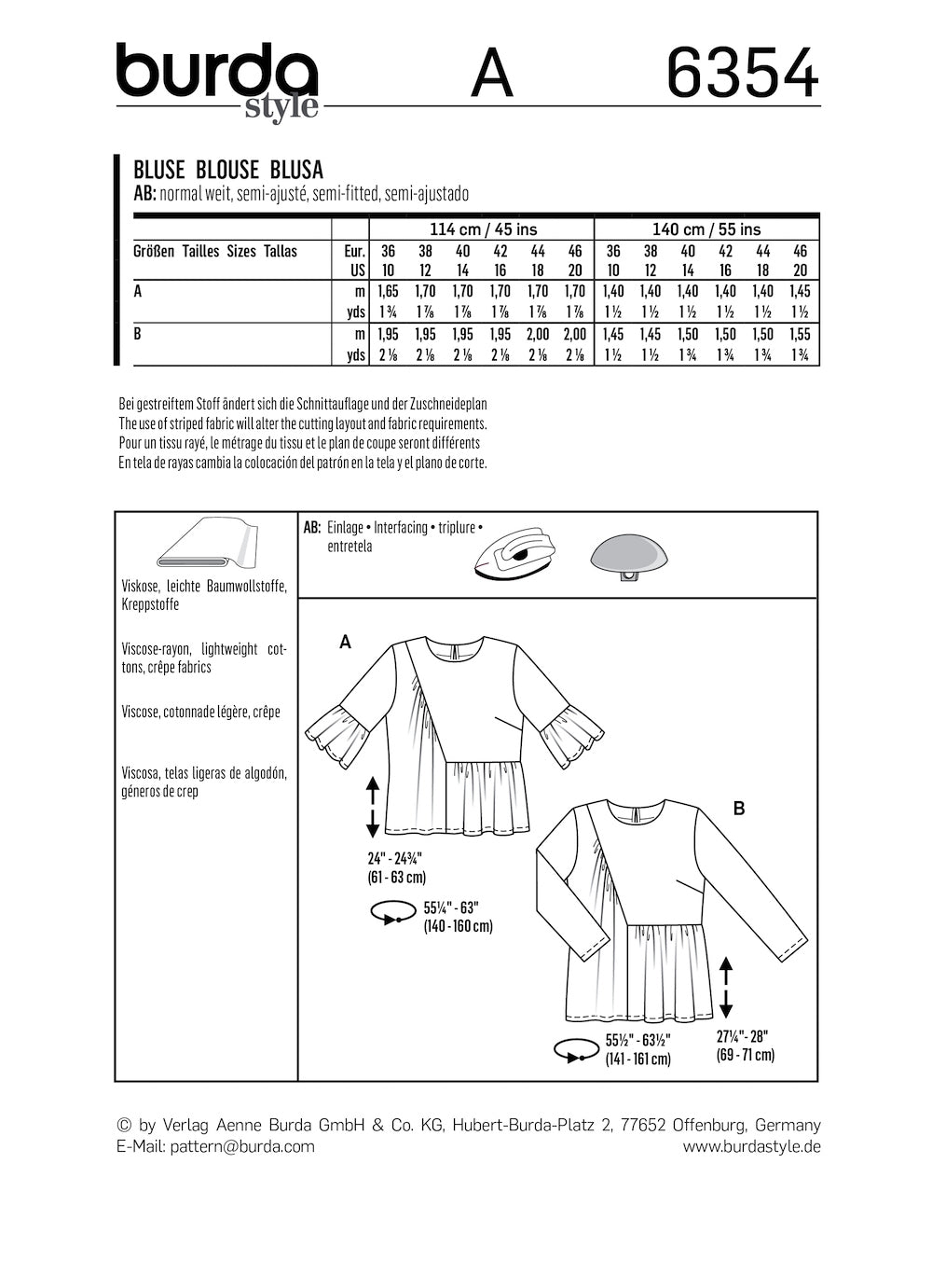 Burda Pattern B6354 (10-20)