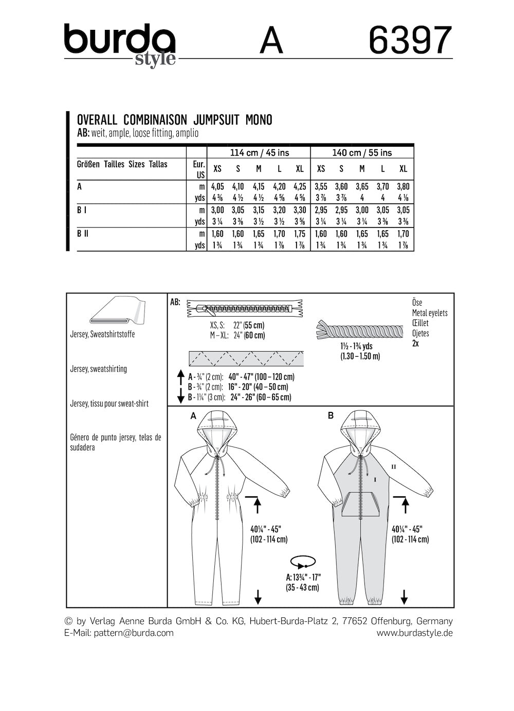 Burda Pattern B6397 (XS-XL)