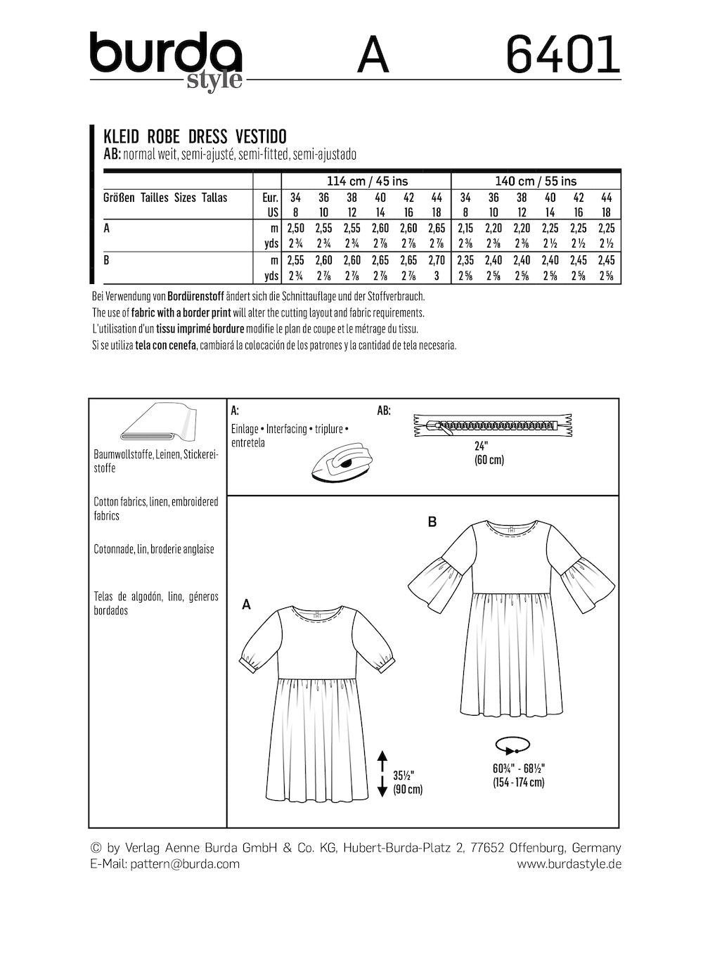 Burda Pattern 6401 (8-18)