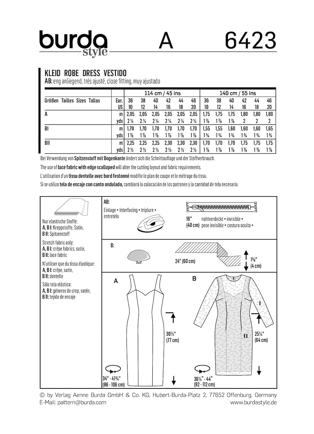 Burda Pattern 6423 (10-20)