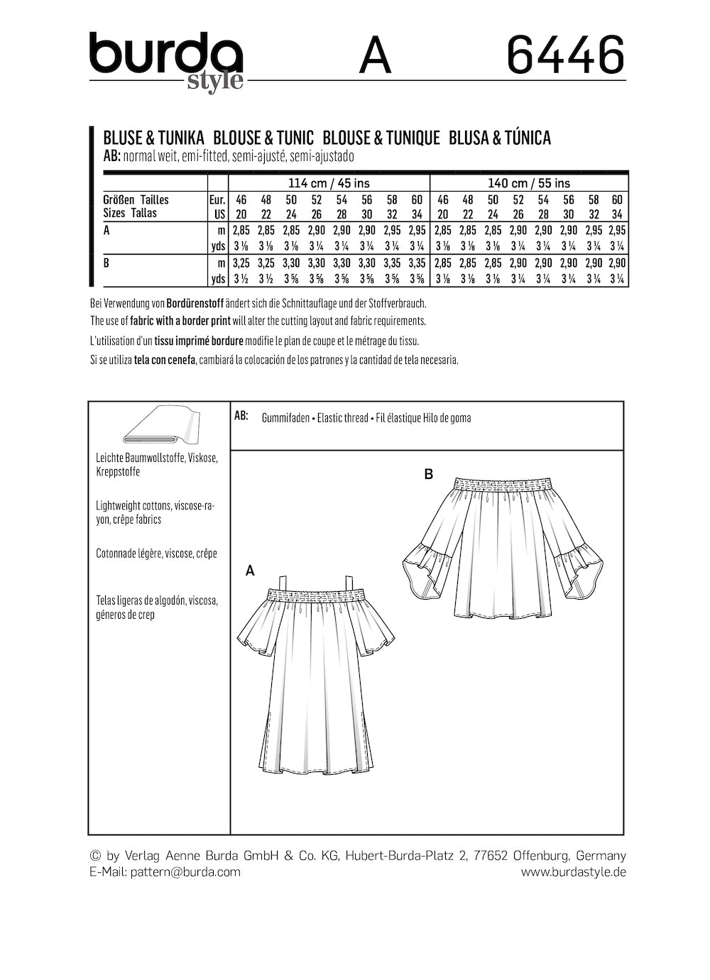 Burda Pattern 6446 (20-34)