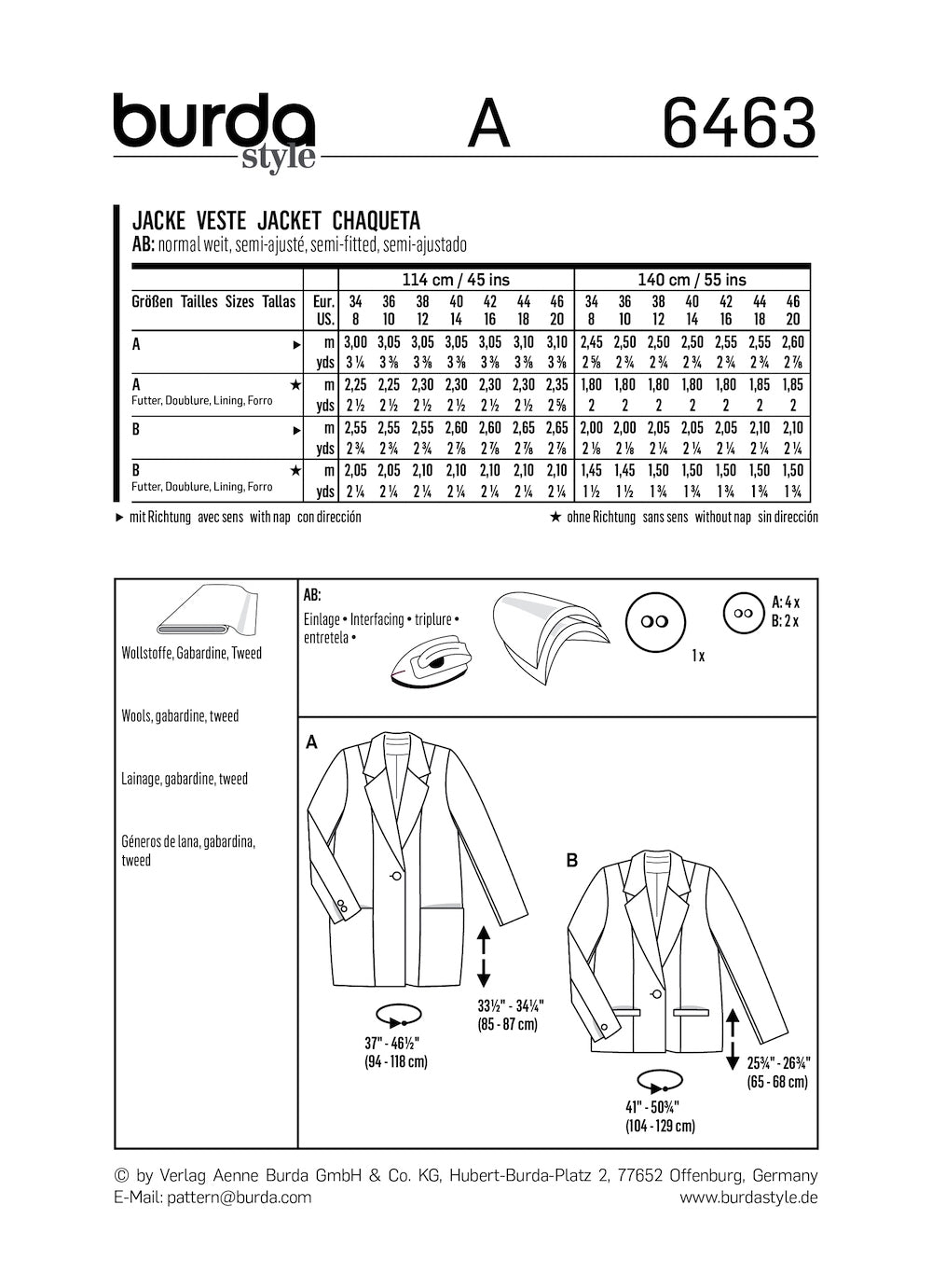 Burda Pattern 6463 (8-20)