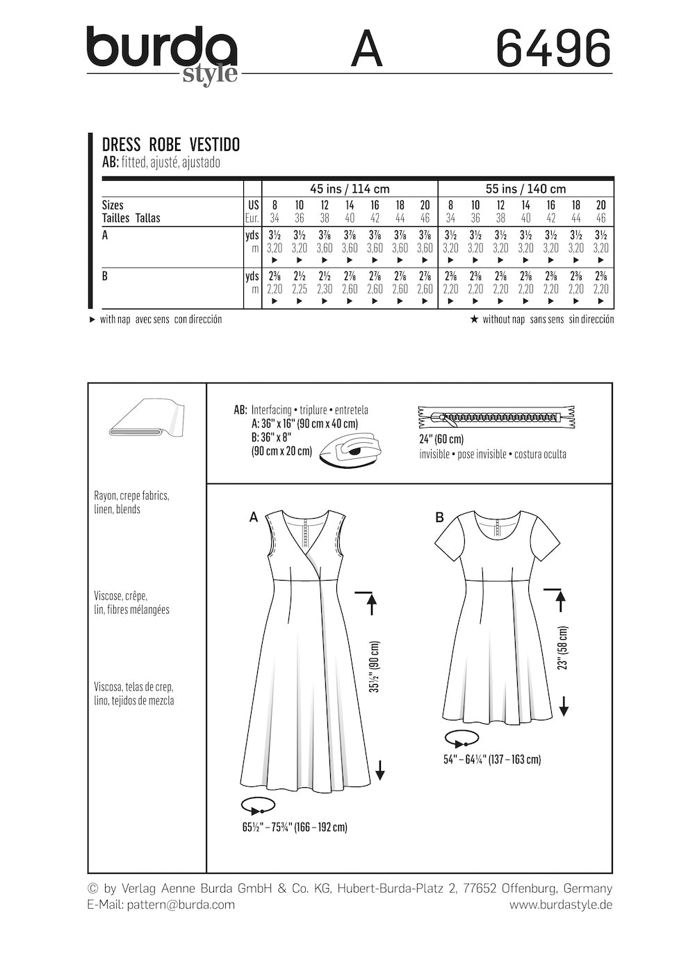 Burda Pattern 6496 Misses' High Waist Dress (8-20) – Lincraft