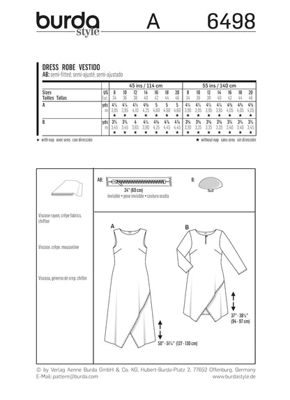 Burda Pattern 6498 (8-20)