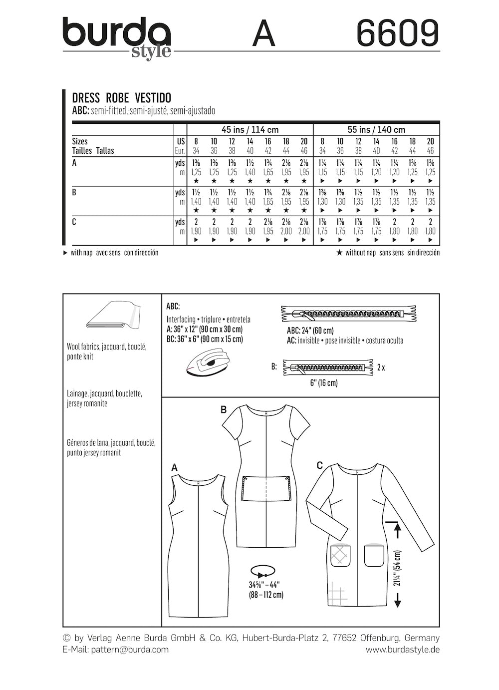 Burda Pattern 6609 (8-20)