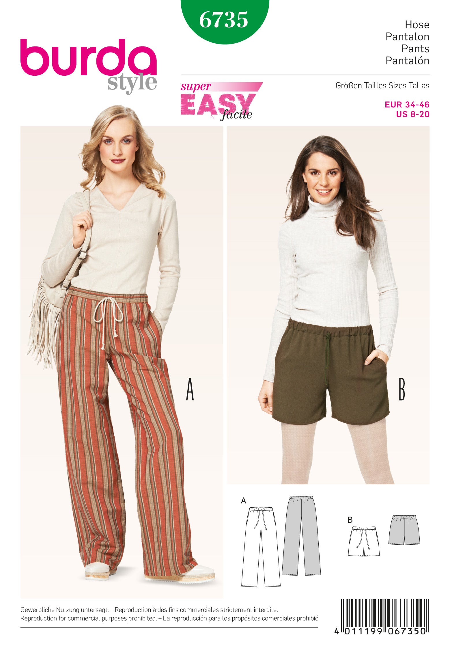 Burda Pattern 6735- Misses Pants