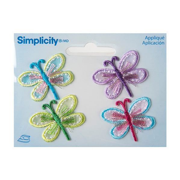 Simplicity Iron On Appliques, Dragonflies- 4pc