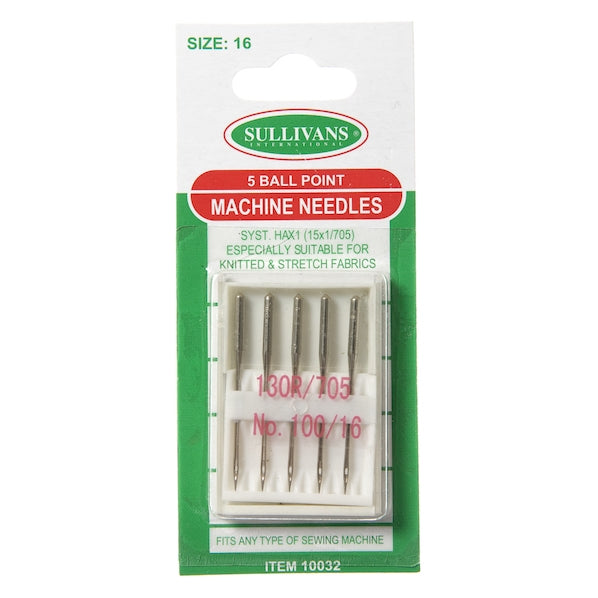 Sullivans Machine Needles, Ball Point- No 100/16