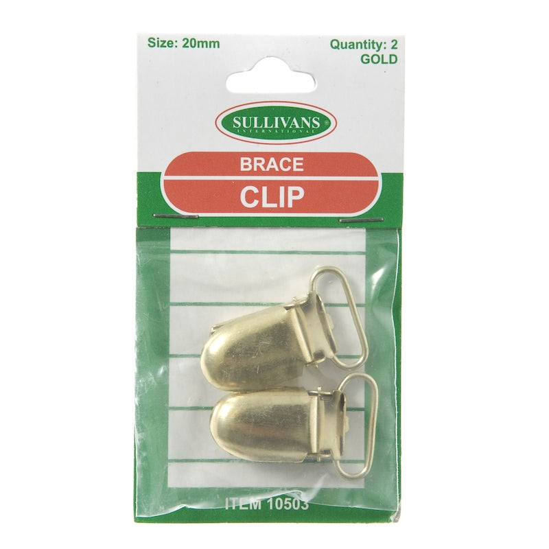 Sullivans Brace Clip Size 20mm, Gold- 2pk