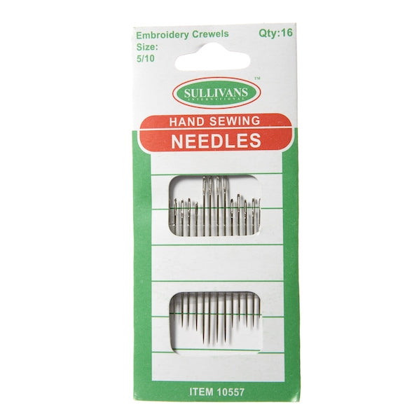 Hand Sewing Needles, Embroidery Crewel Size 5/10- 16pk