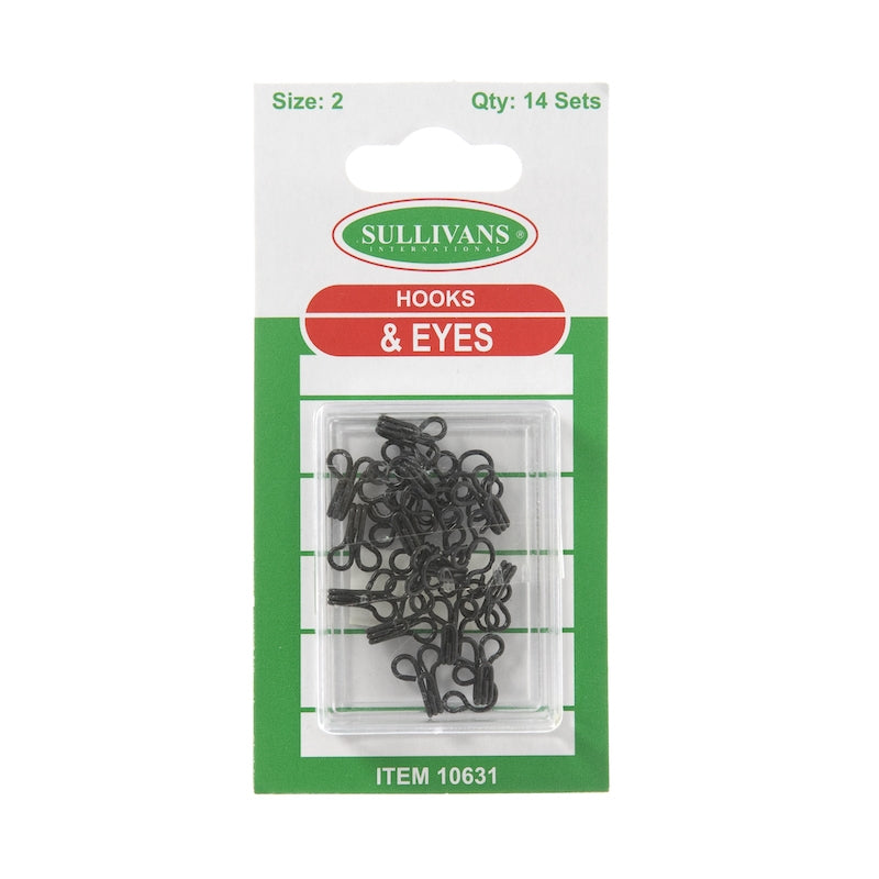 Sullivans Hooks & Eyes, Black- 14 Sets