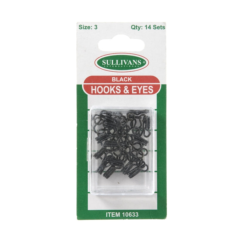 Sullivans Hooks & Eyes, Black- 14 Sets