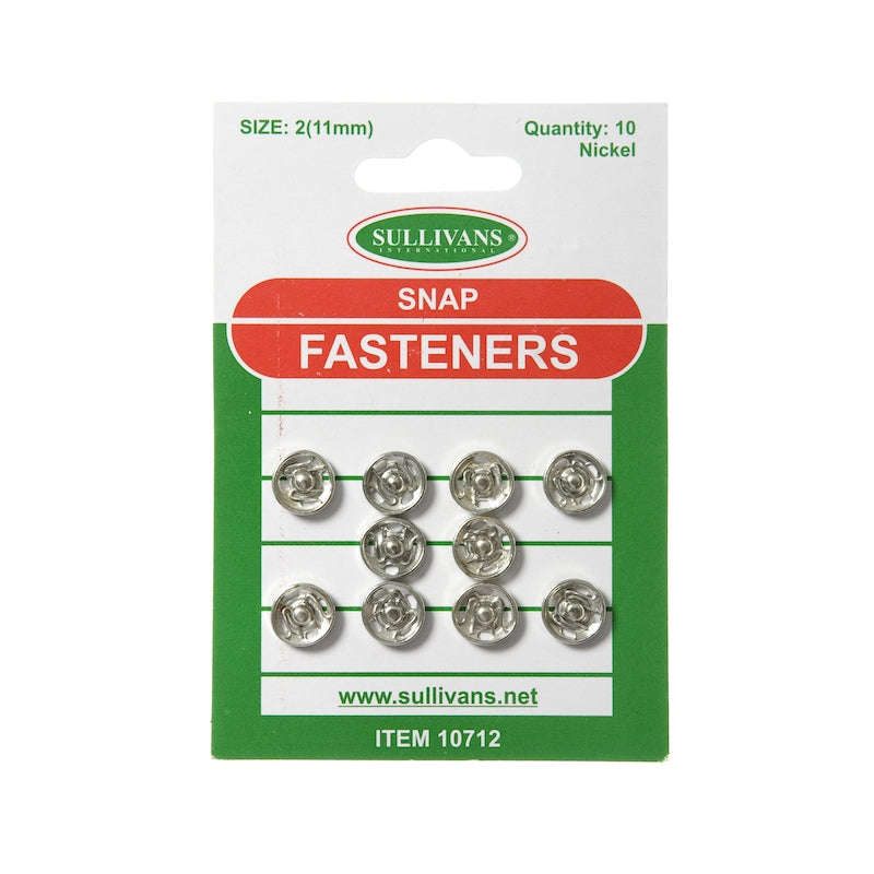 Sullivans Snap Fasteners Size 2, Silver- 10pk