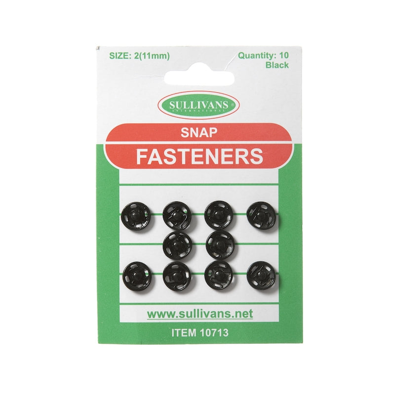 Sullivans Snap Fasteners Size 2, Black- 12pk